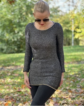 Halenka dámská Liu Jo v šedé barvě se zlatým řetízkem